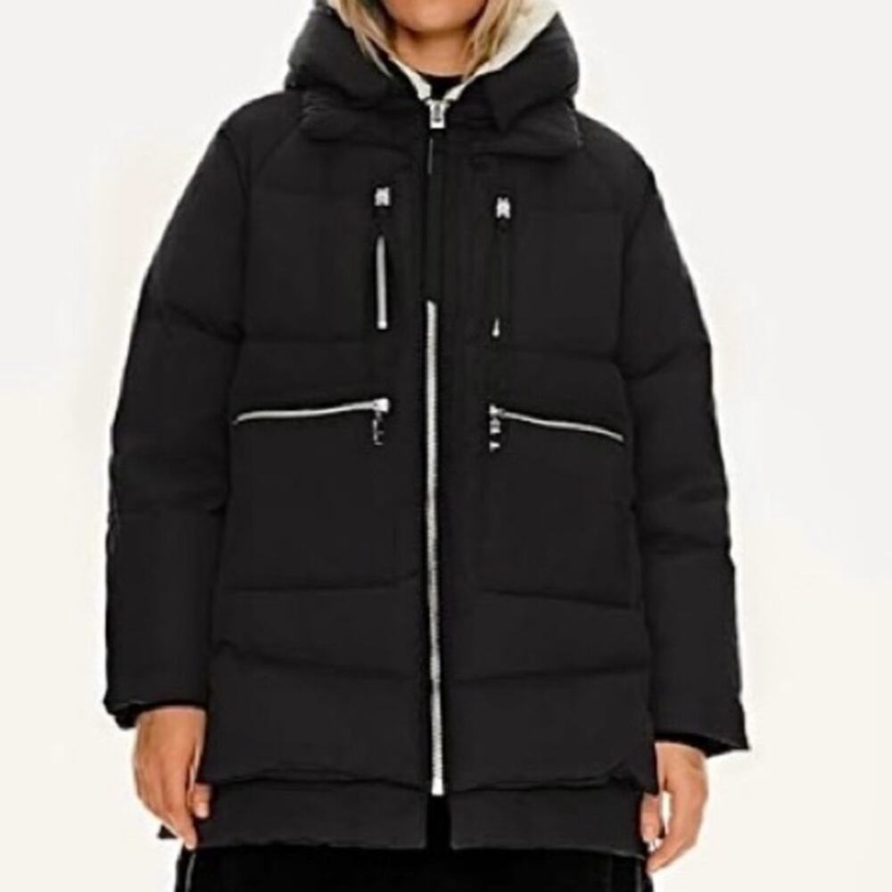 Orolay Black Thickened Down Coat Hooded Zip Parka Sz S